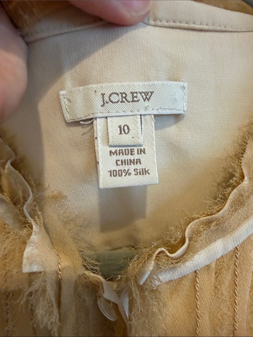 J. Crew Beige and tan 100% Silk Sleeveless Blouse with Pintuck Detail - Picture 2 of 8